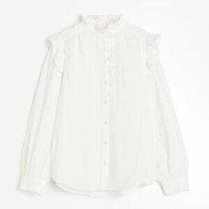 H&M Ruffle-Trimmed Muslin Blouse XXL